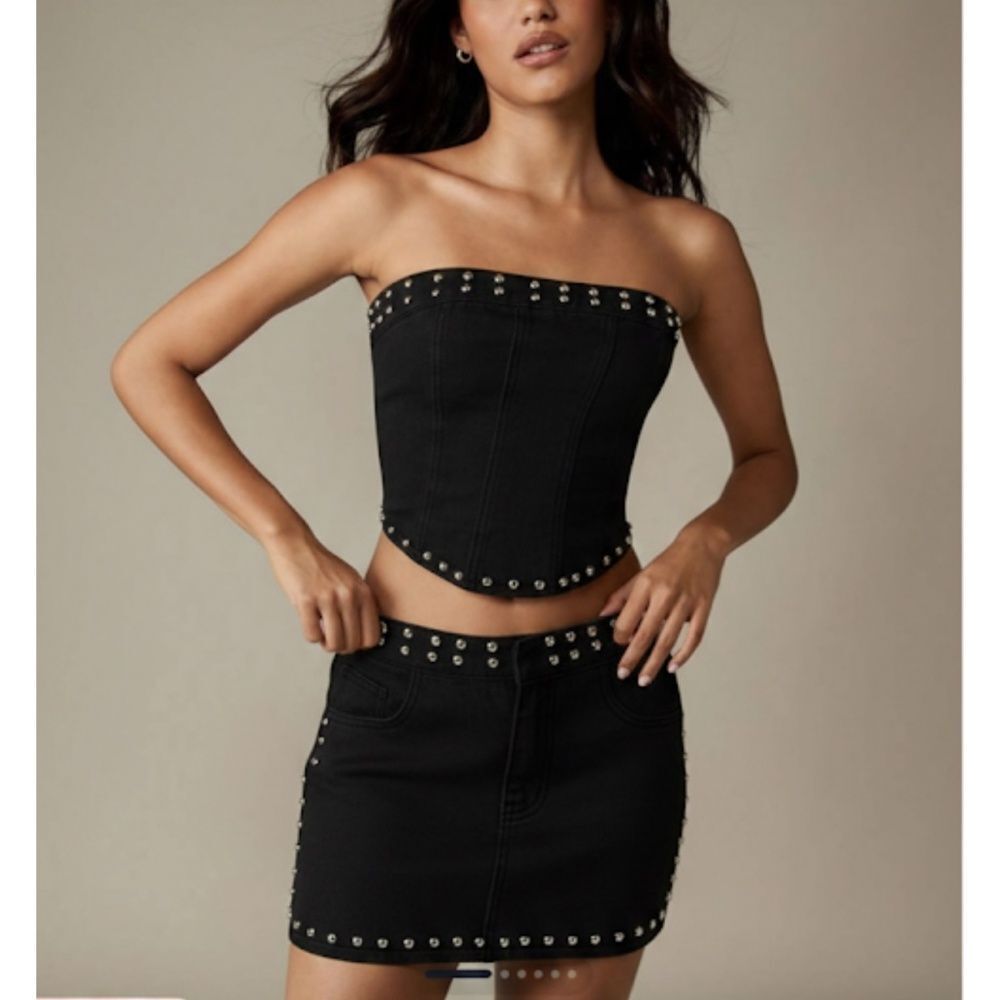 Missguided Black Studded Mini Skirt